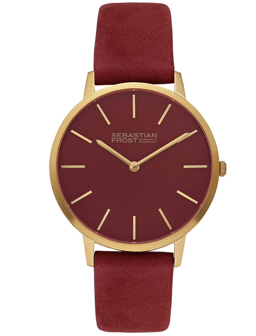 Sebastian Frost Bornholm Watch Classic Bordeaux rød Gold Grande Herreur