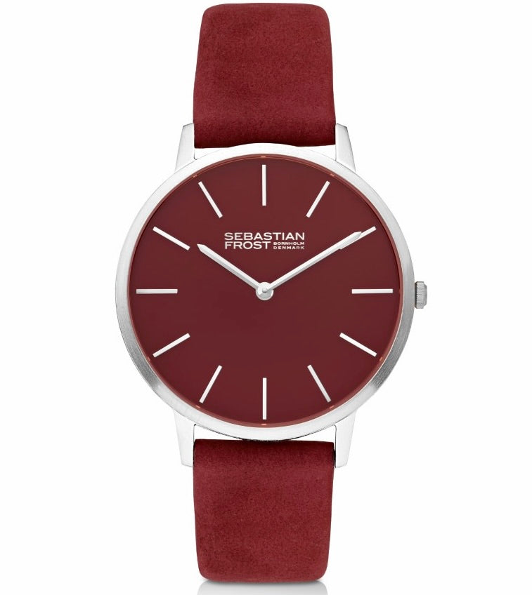 Sebastian Frost Bornholm Watch Classic Bordeaux rød Steel Grande Herreur
