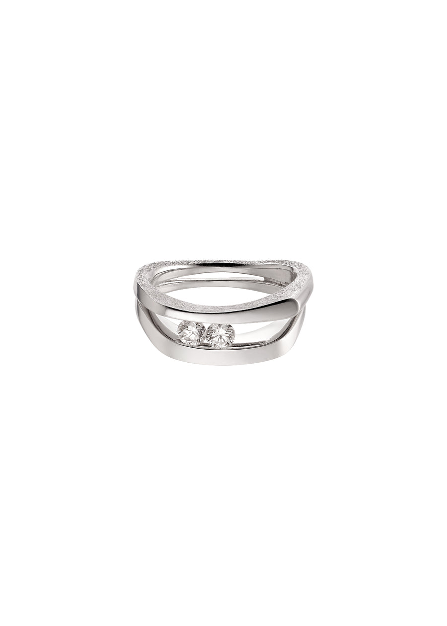 Ring with 2 Moving Diamonds White gold [0.30ct]