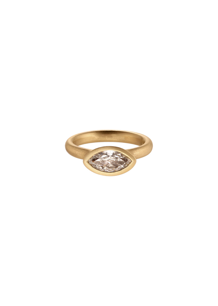 Ring 18 kt Gold Diamant Navette [1,05 ct vs]