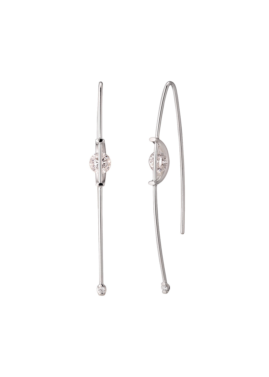 Earrings with Floating Brilliant White Gold