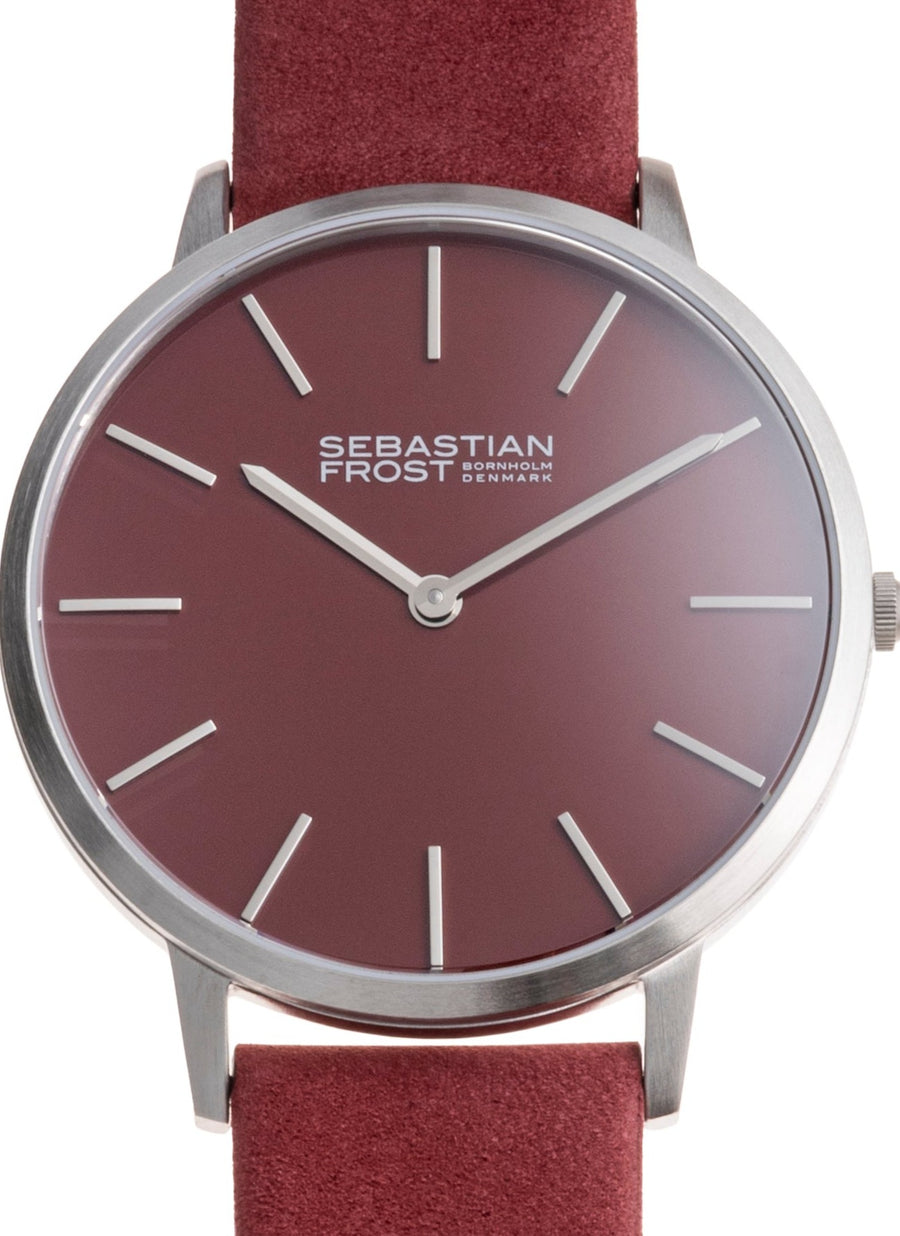 Sebastian Frost Bornholm Watch Classic Bordeaux rød Steel Grande Herreur