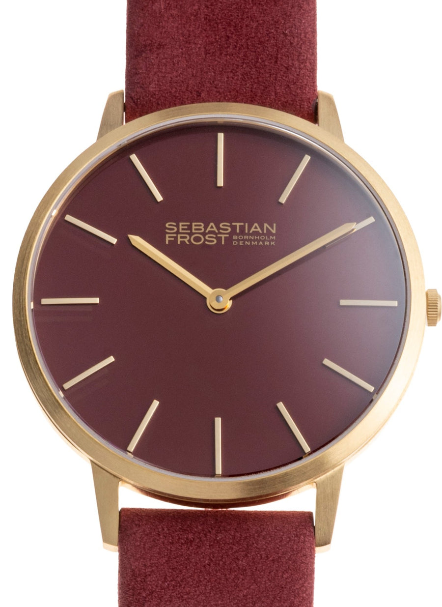 Sebastian Frost Bornholm Watch Classic Bordeaux rød Gold Grande Herreur