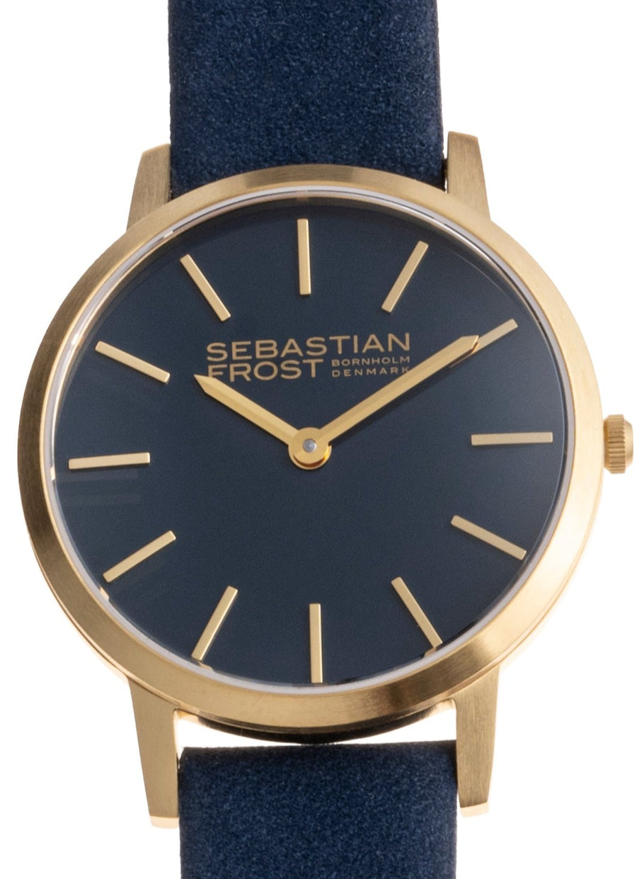 Sebastian Frost Bornholm Watch Classic Blue Gold Petite/Lady Dameur