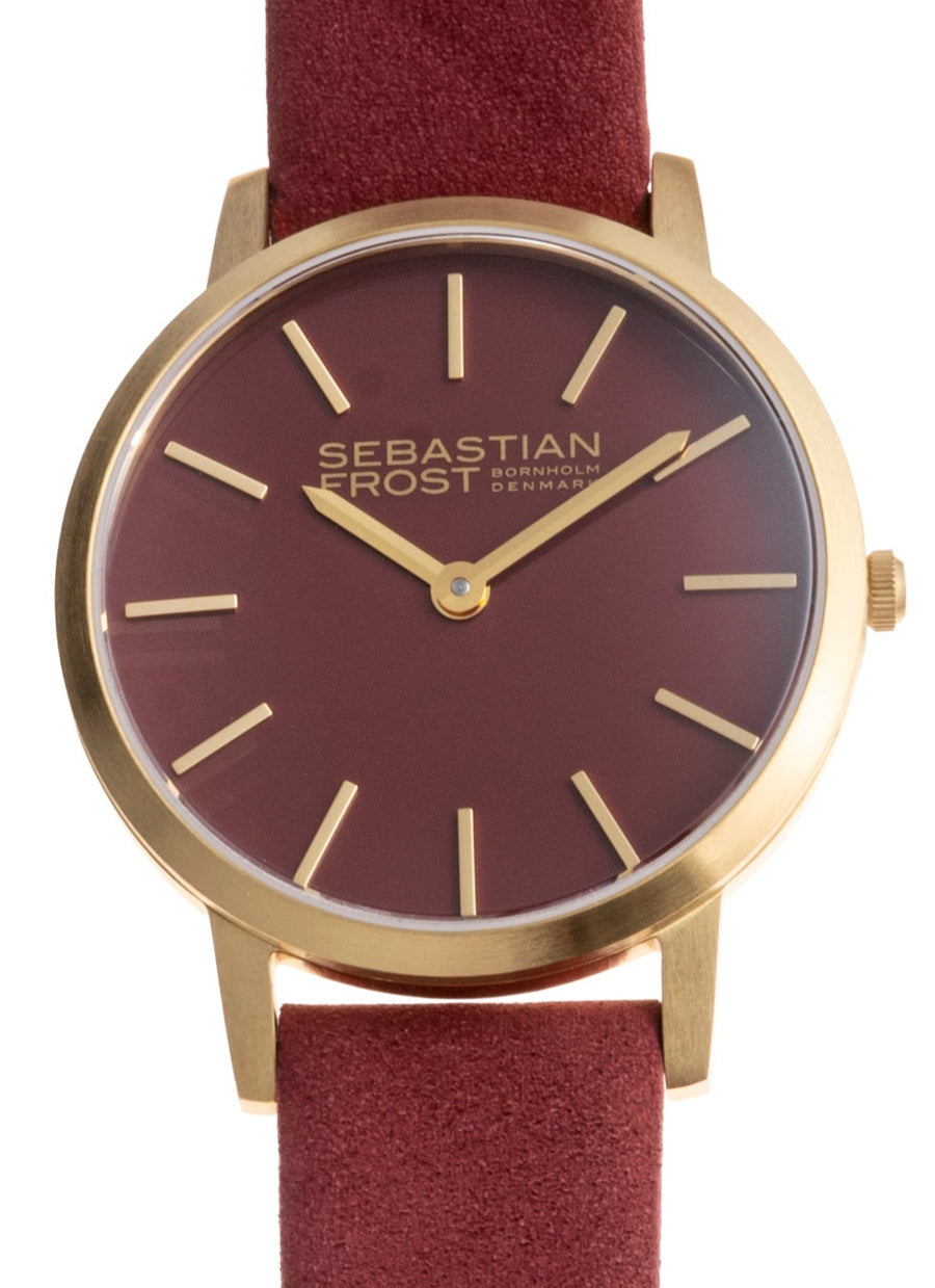 Sebastian Frost Bornholm Watch Classic Bordeaux rød Gold Petite/Lady Dameur
