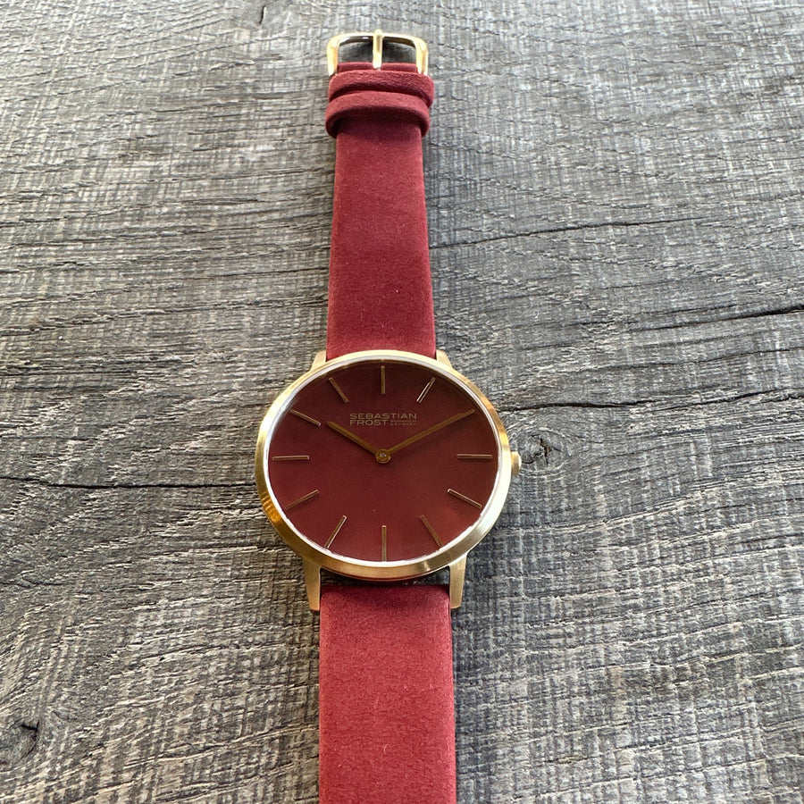 Sebastian Frost Bornholm Watch Classic Bordeaux rød Gold Petite/Lady Dameur