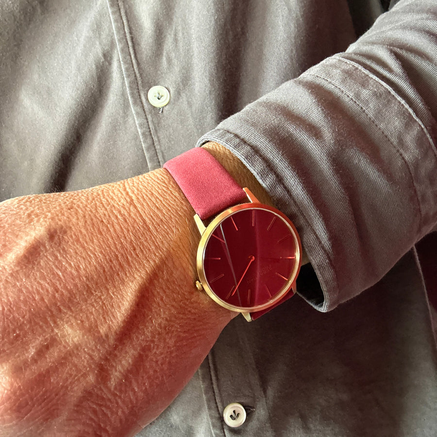 Sebastian Frost Bornholm Watch Classic Bordeaux rød Gold Grande Herreur