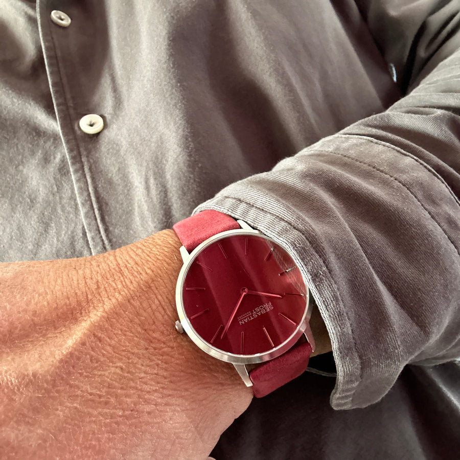 Sebastian Frost Bornholm Watch Classic Bordeaux rød Steel Grande Herreur