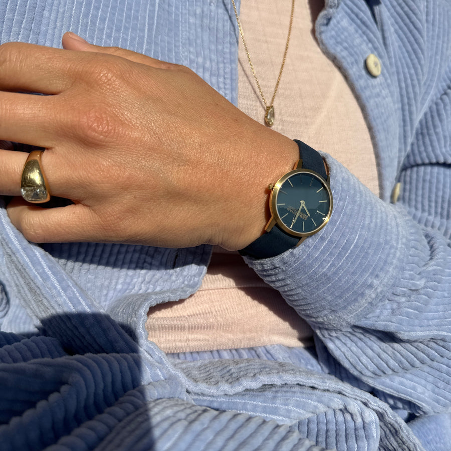 Sebastian Frost Bornholm Watch Classic Blue Gold Petite/Lady Dameur