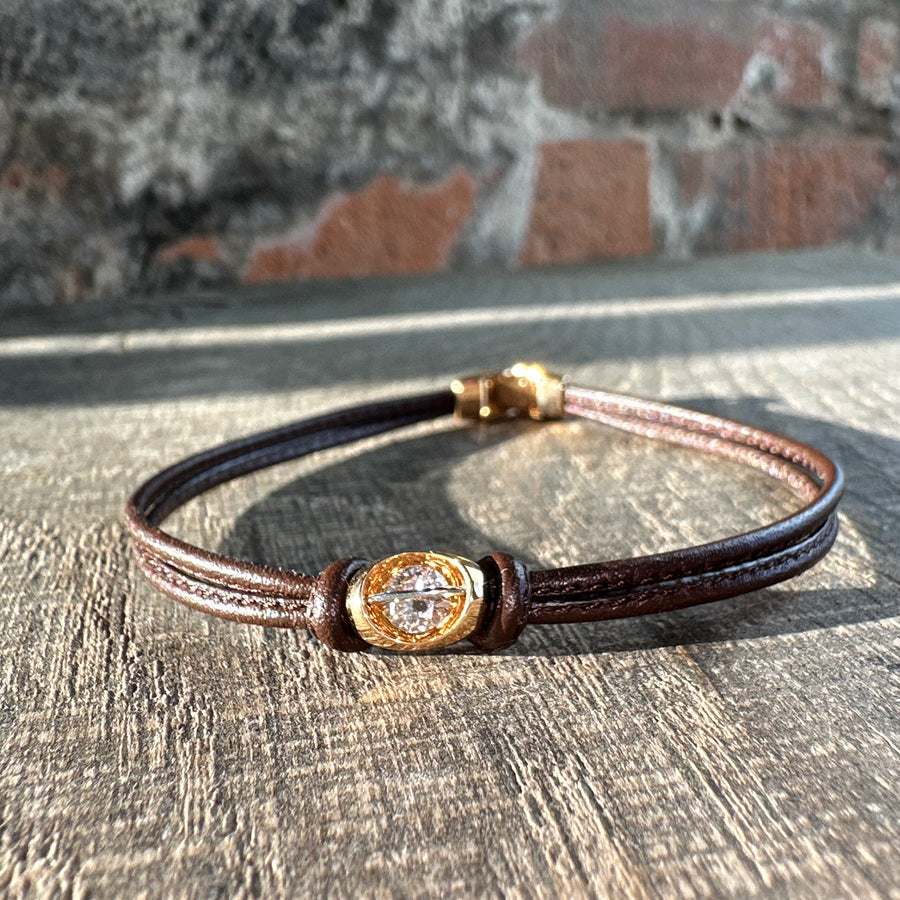 Armbånd med Svævende Brillant Læder
