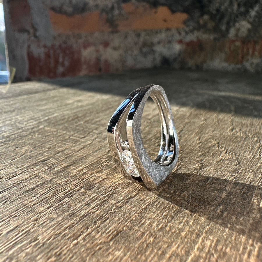 Ring med 2 Bevægelige Brillanter Hvidguld [0.30ct]