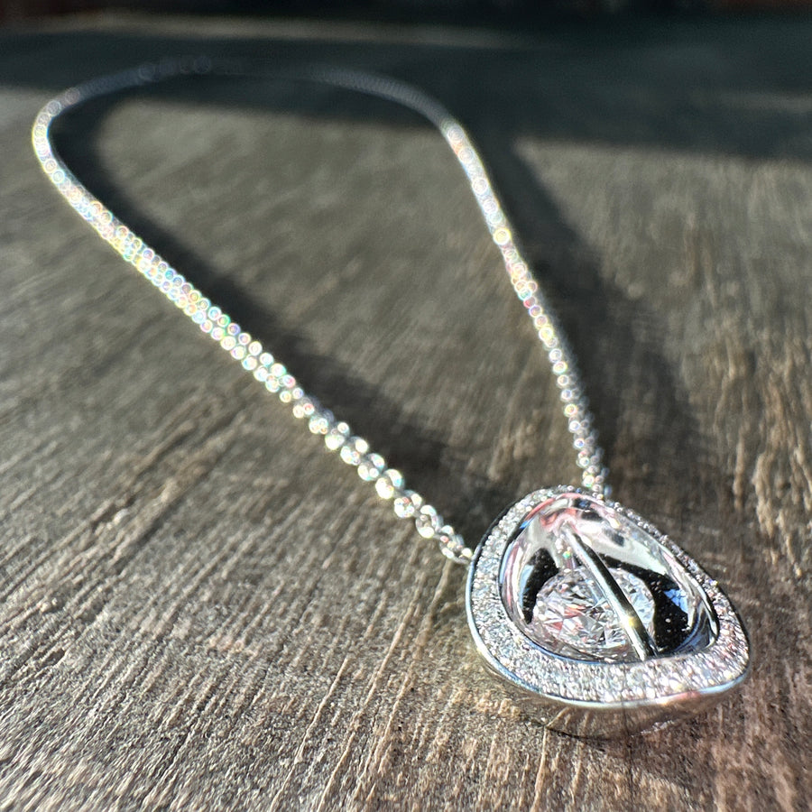 Necklace White gold with Floating Brilliant