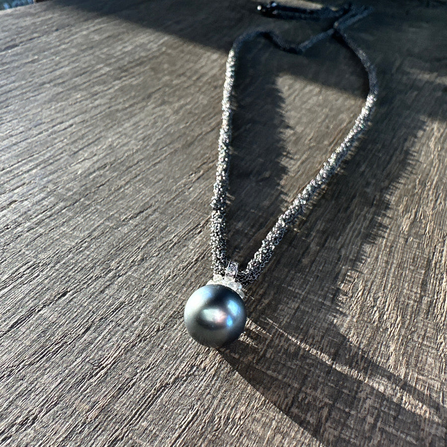 Collier Sølv/Hvidguld/Perle/Diamant