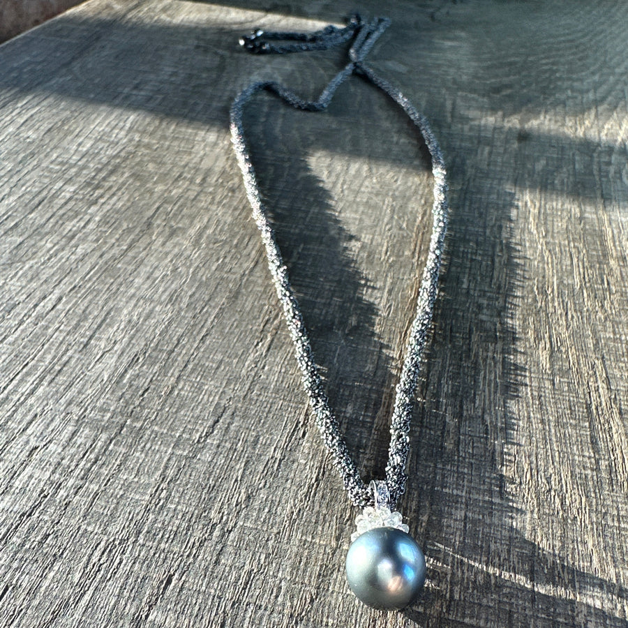 Collier Sølv/Hvidguld/Perle/Diamant