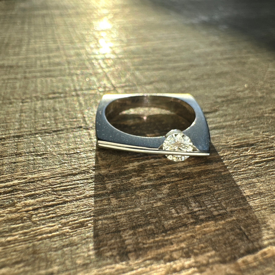 Ring Svævende Brillant Square Hvidguld [0.41ct]