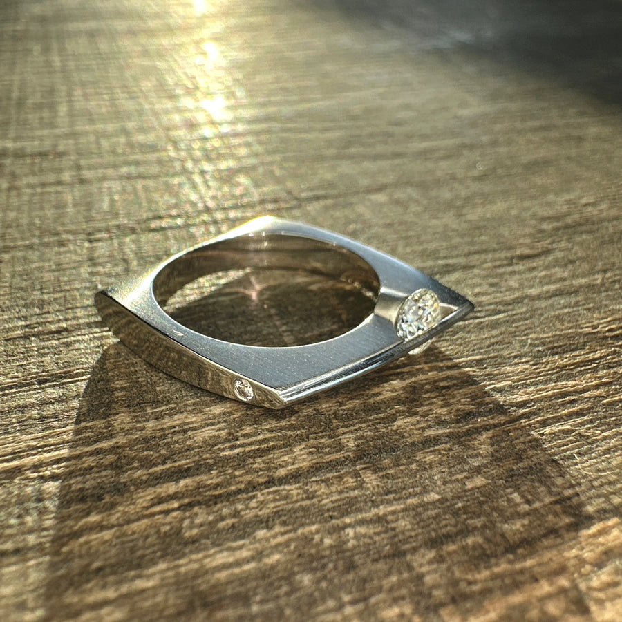Ring Svævende Brillant Square Hvidguld [0.41ct]
