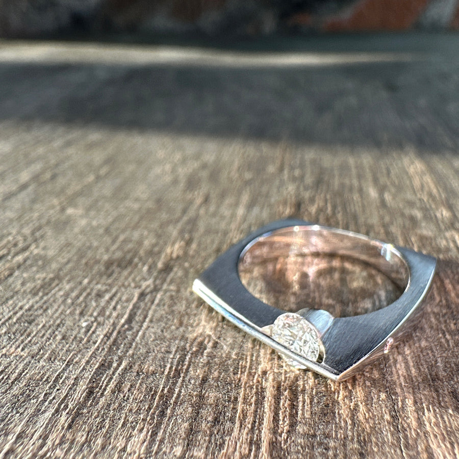 Ring Svævende Brillant Square Hvidguld [0.41ct]