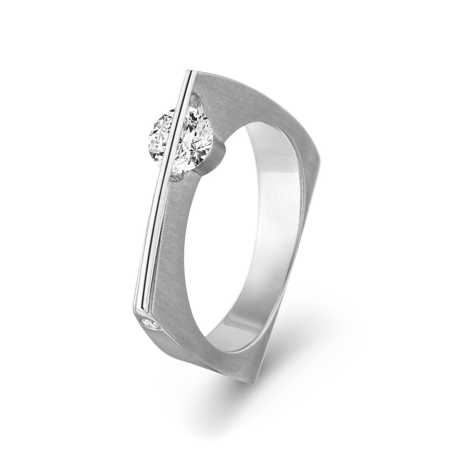 Ring Svævende Brillant Square Hvidguld [0.41ct]
