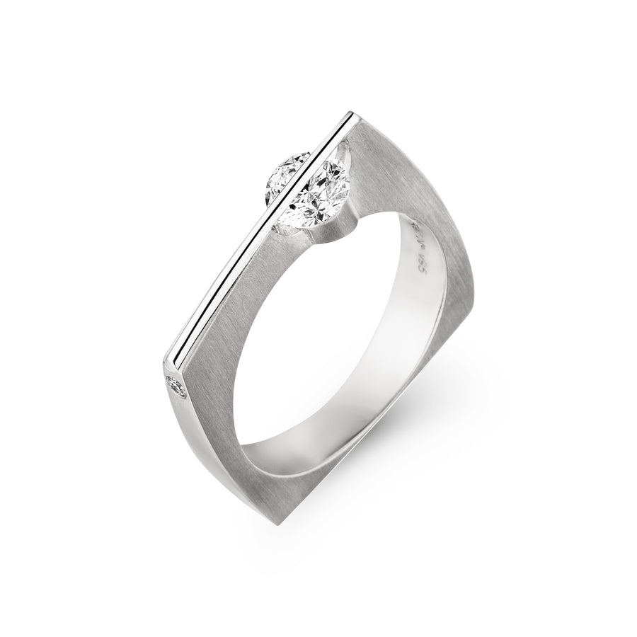 Ring Svævende Brillant Square Hvidguld [0.41ct]