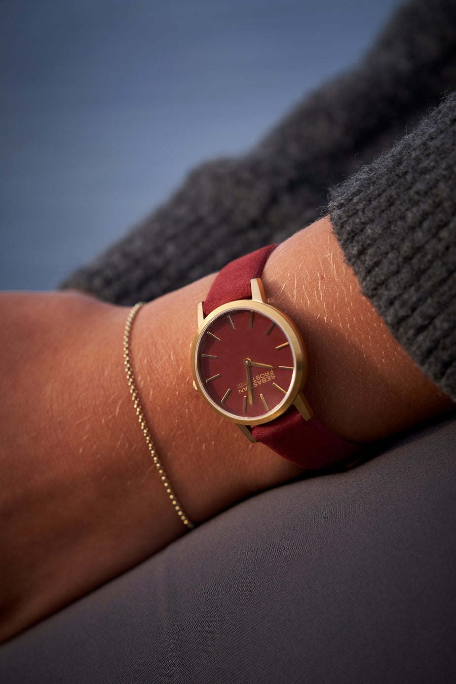 Sebastian Frost Bornholm Watch Classic Bordeaux rød Gold Petite/Lady Dameur