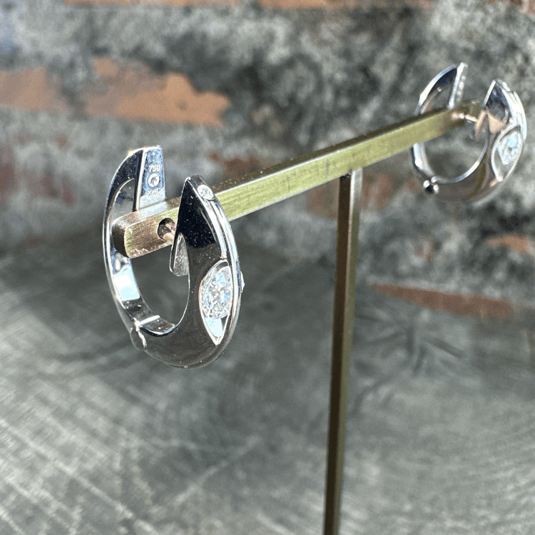 Hoop Earrings with Floating Brilliant White Gold